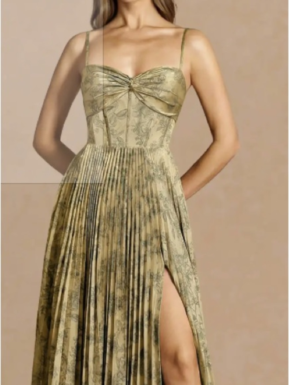 Azazie Vesper Green/Brown midi dress